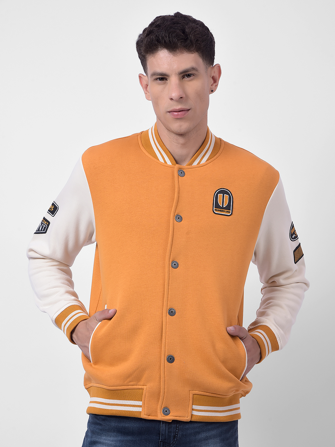 Numero Uno Men Orange Varsity Jacket